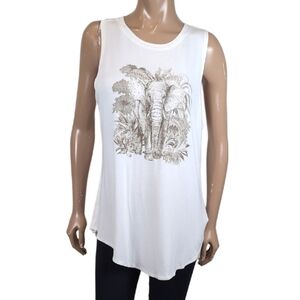 💠Suzy Shier Elephant Graphic Tank Top Sleeveless Tunic Muscle Shirt Summer